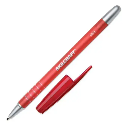 Red Ink Click Pens RUBBERIZED/REFILLABLE BALLPNT PEN - FINE POINT - RED INK